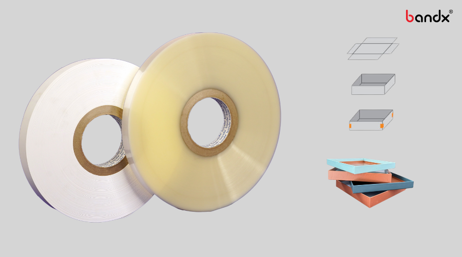 Hot melt tape for rigid boxes
